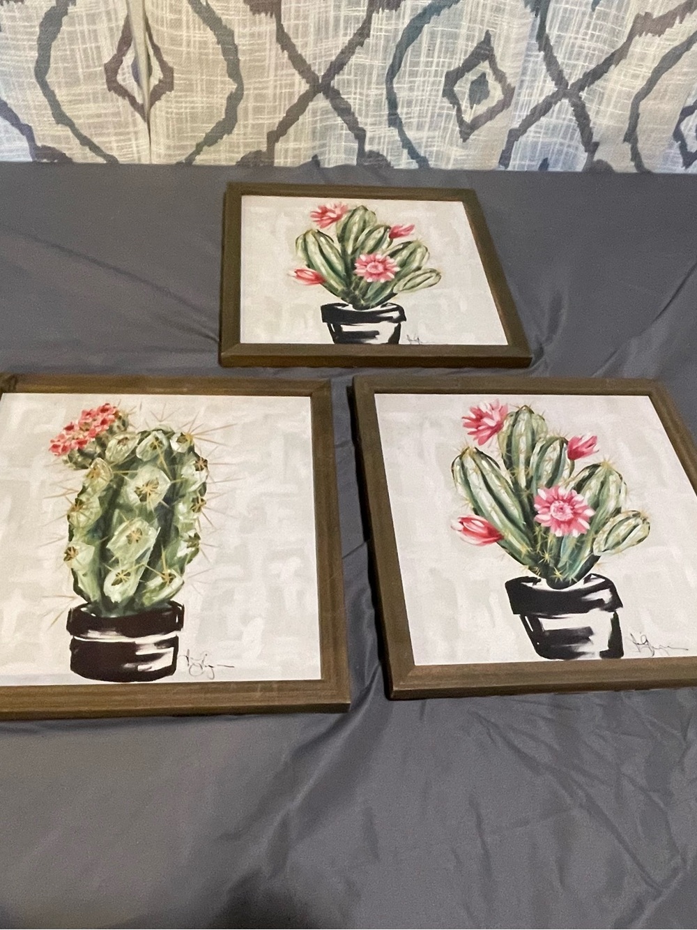 Hobby Lobby Framed Cactus Trio - Green, Pink & Brown